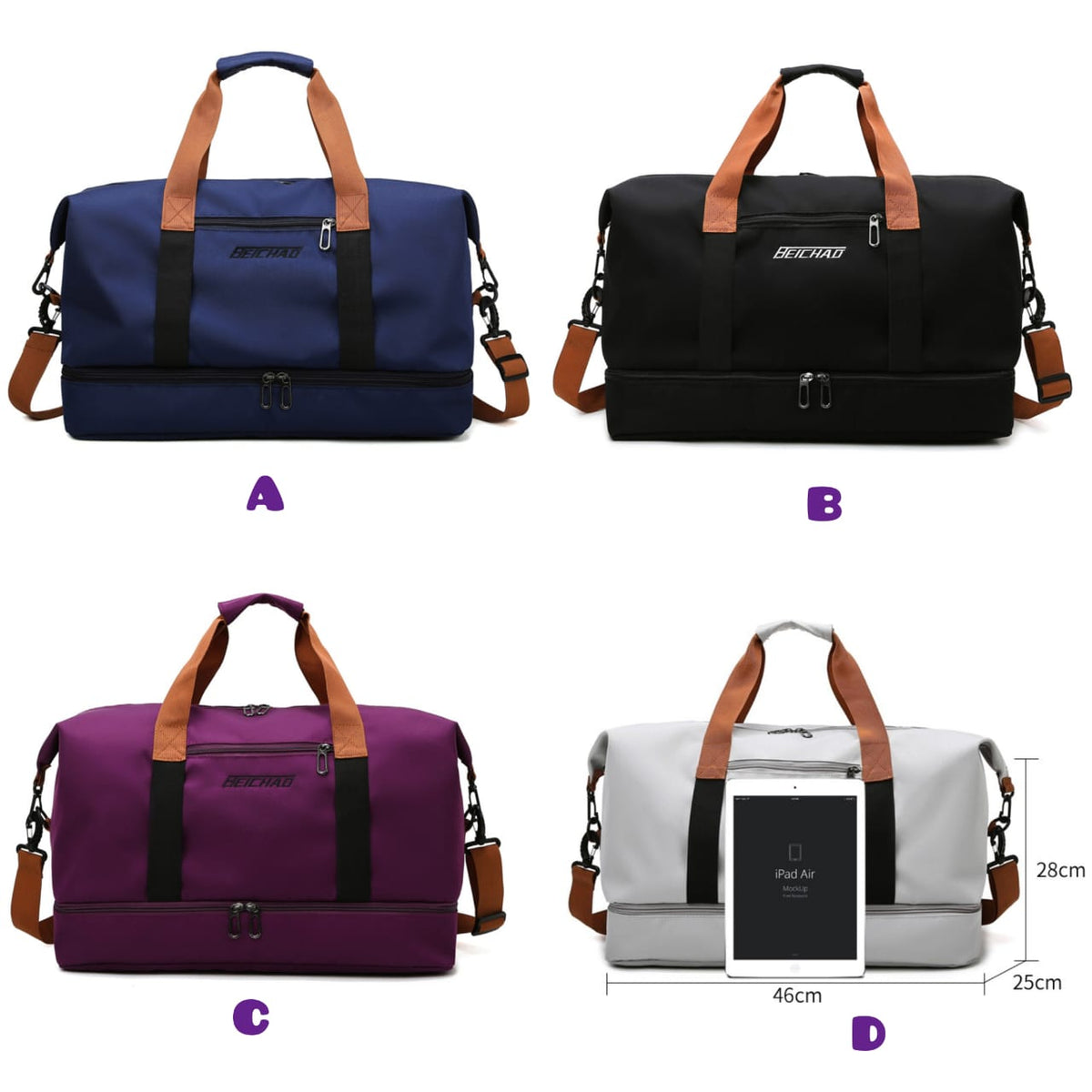 Travel bag with shoe compartment