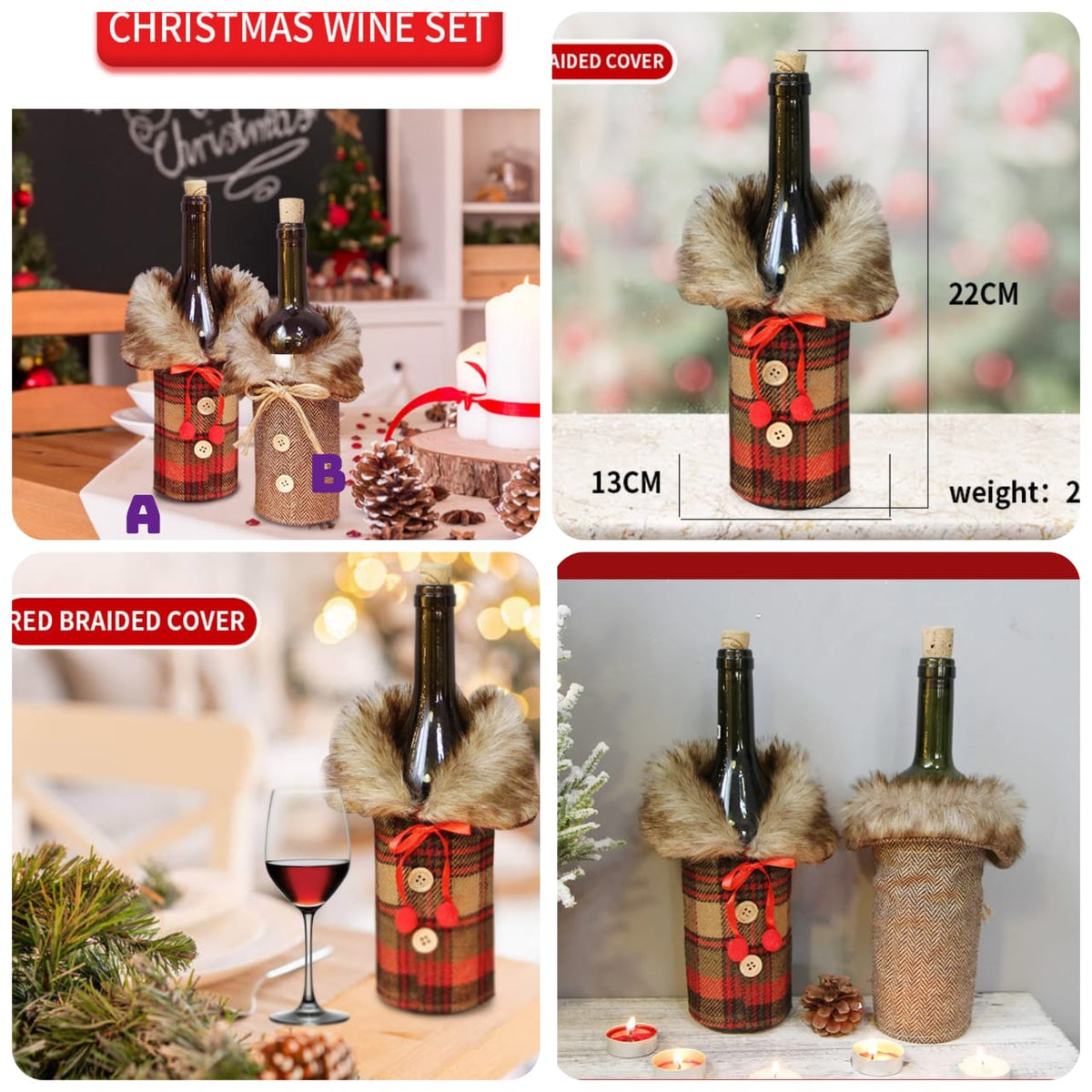Christmas wine bottle cover