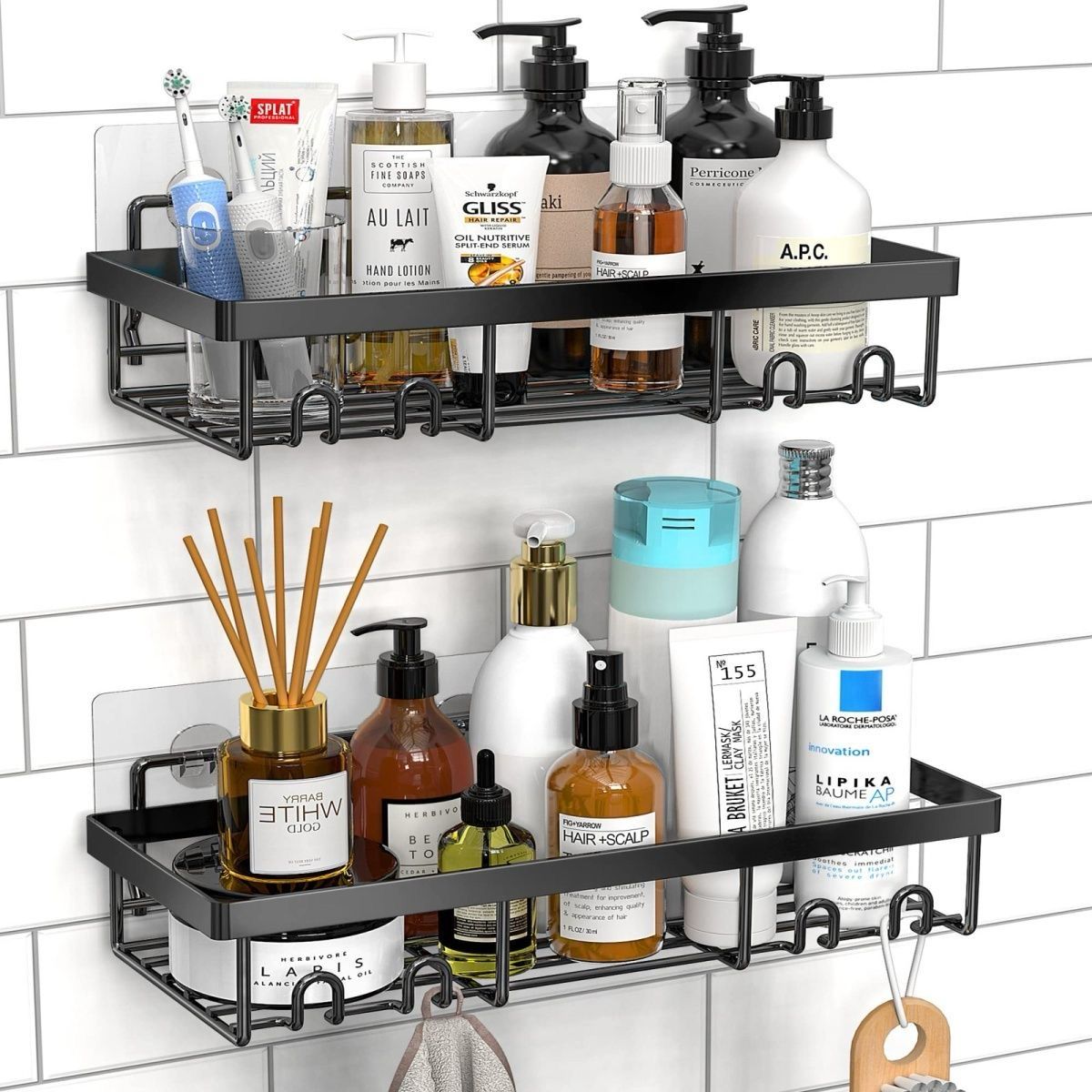 Multipurpose 2PCS set triangular Shower caddy shelf/ Wall organizer