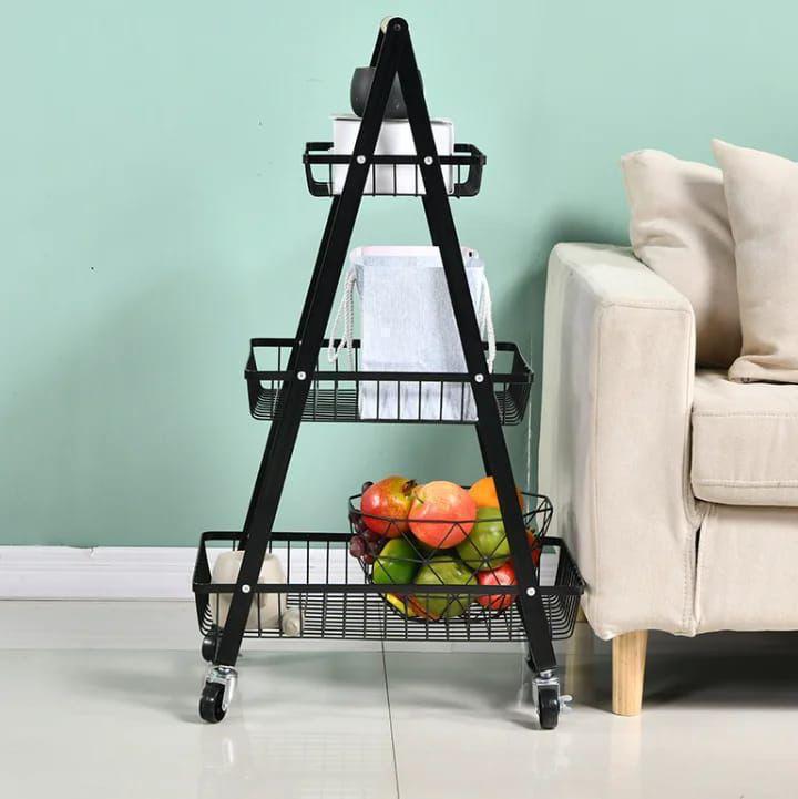 3-Tier A Shape Metal Mobile Trolley Cart