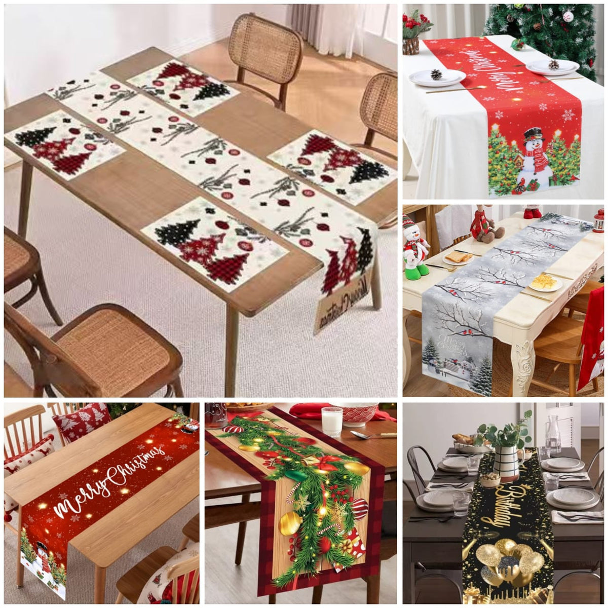 Christmas table runners with 5 table mats