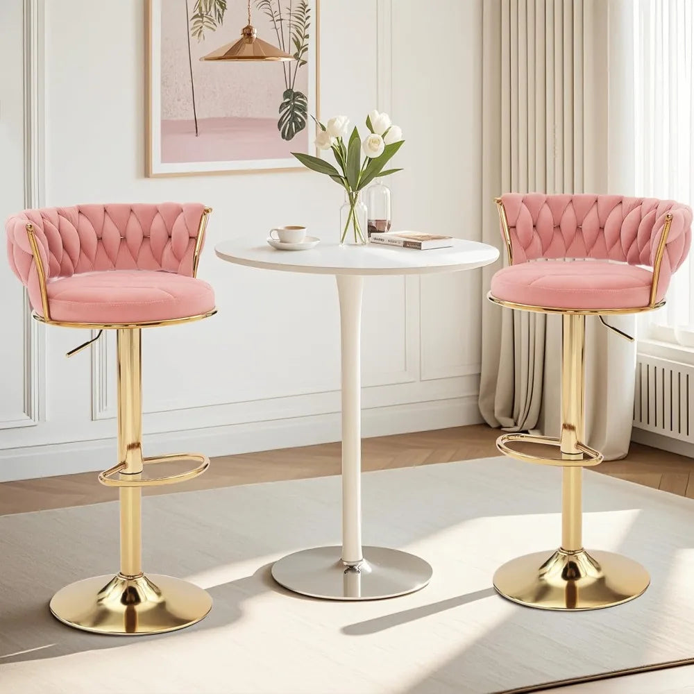 Bar Stools Set of 2, 360° Swivel Adjustable Bar stoolss Counter Height Stools with Back and Arm, Bars Stools