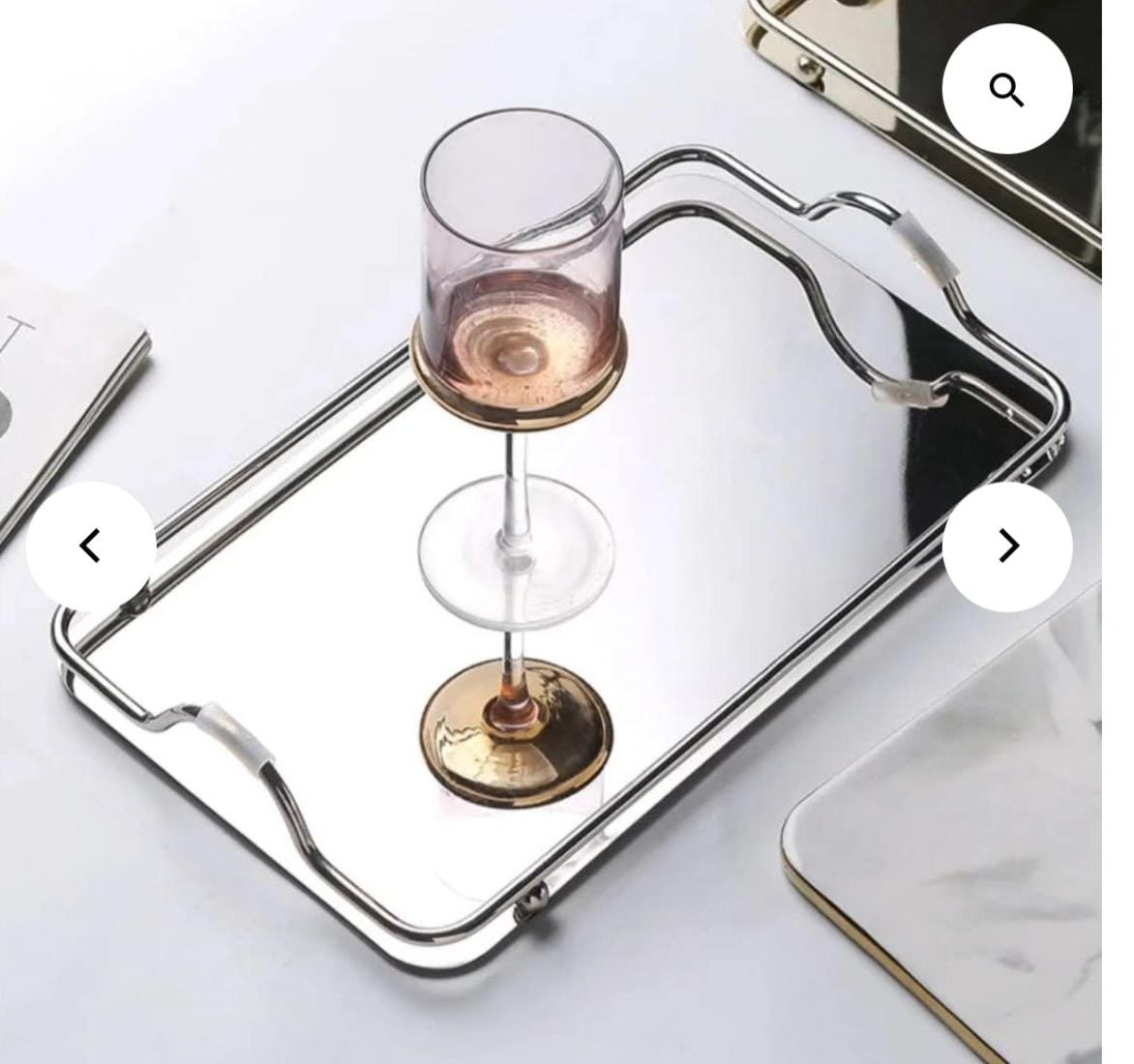 Metallic vanity tray
