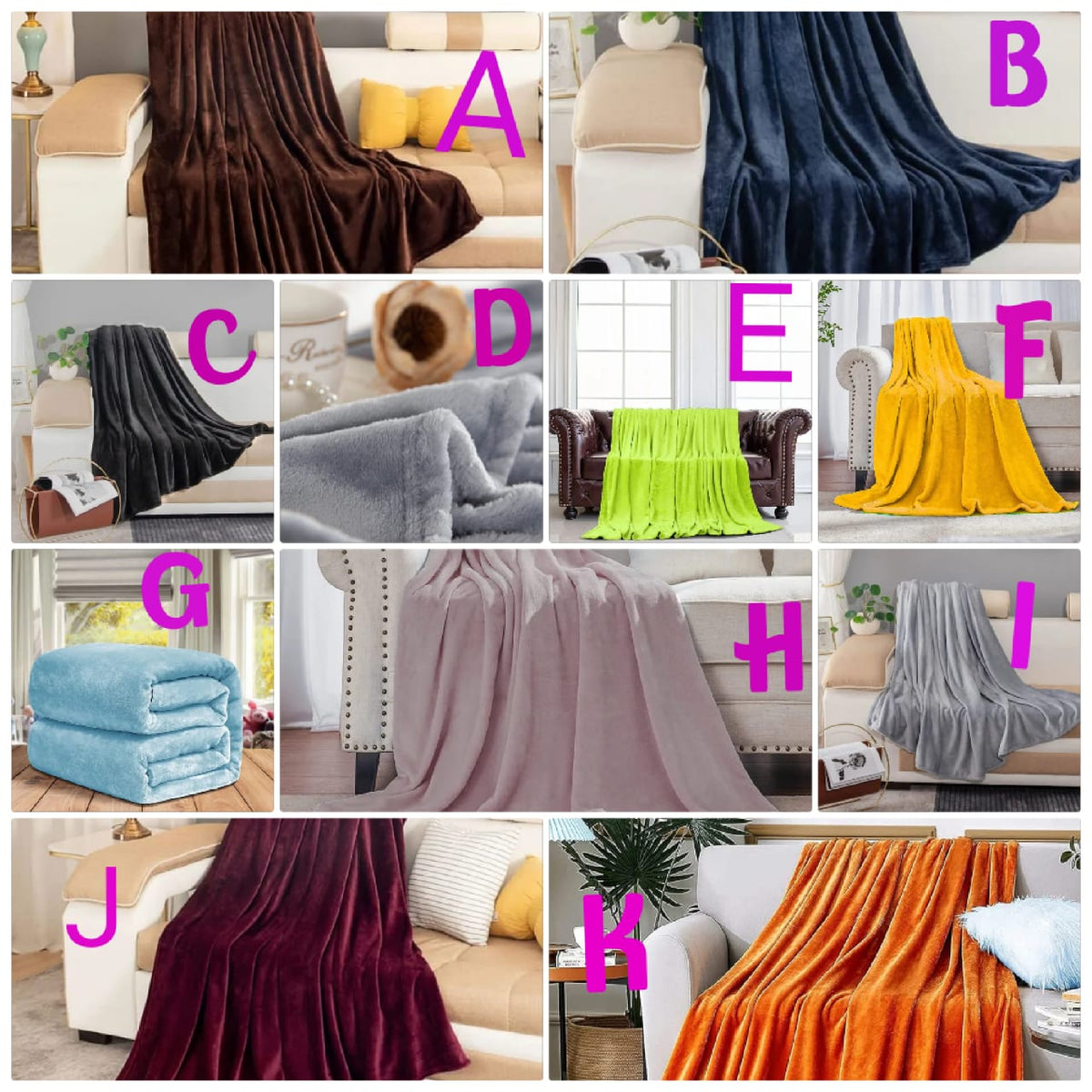 Fleece coloured blankets  available  Size: 6x6