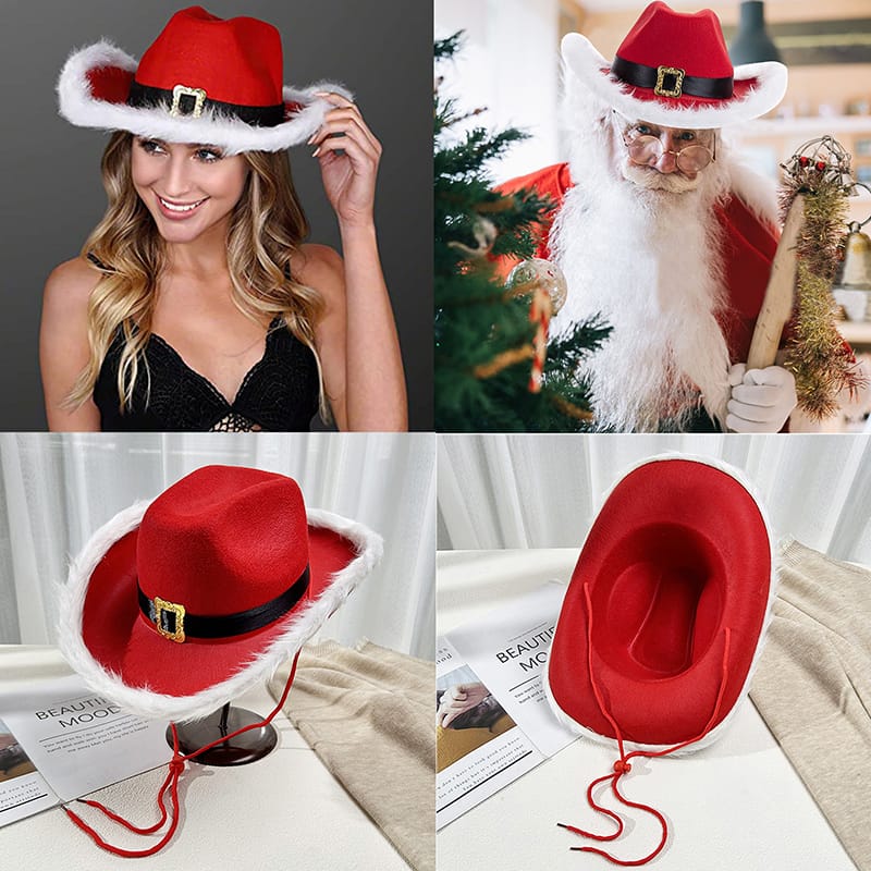 Christmas Red Cowboy Hat