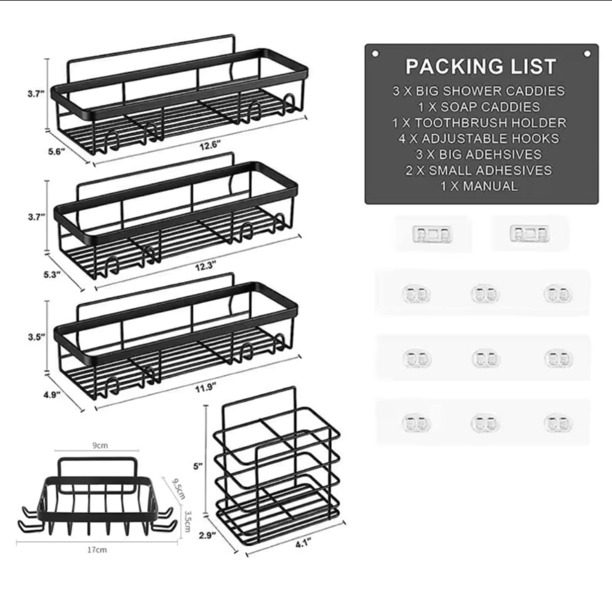 5pcs set Shower caddy shelf/Bathroom organizer