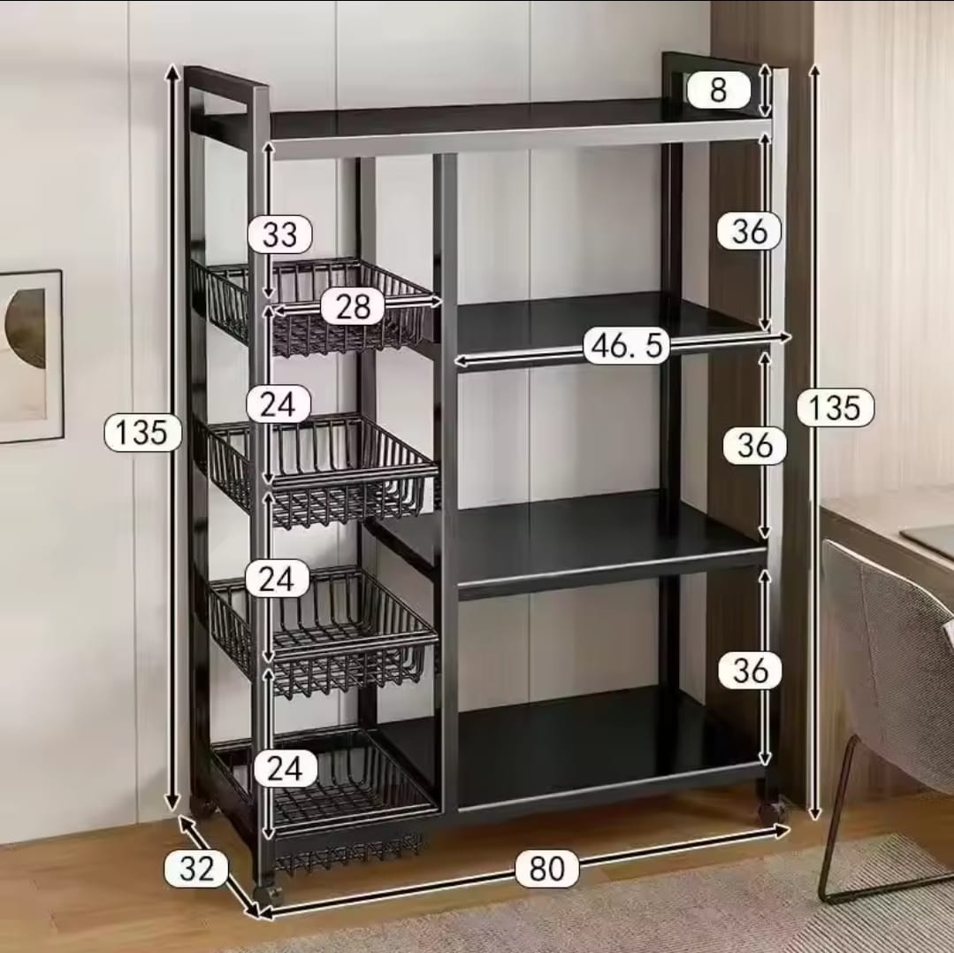 Multifunctional  Kitchen rack with movable and lockable wheels