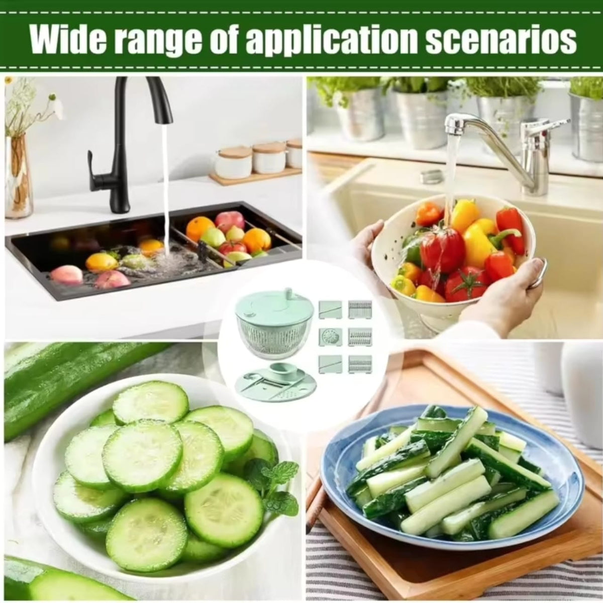 Multi-functional 8pcs Salad Spinner with Vegetable Chopper