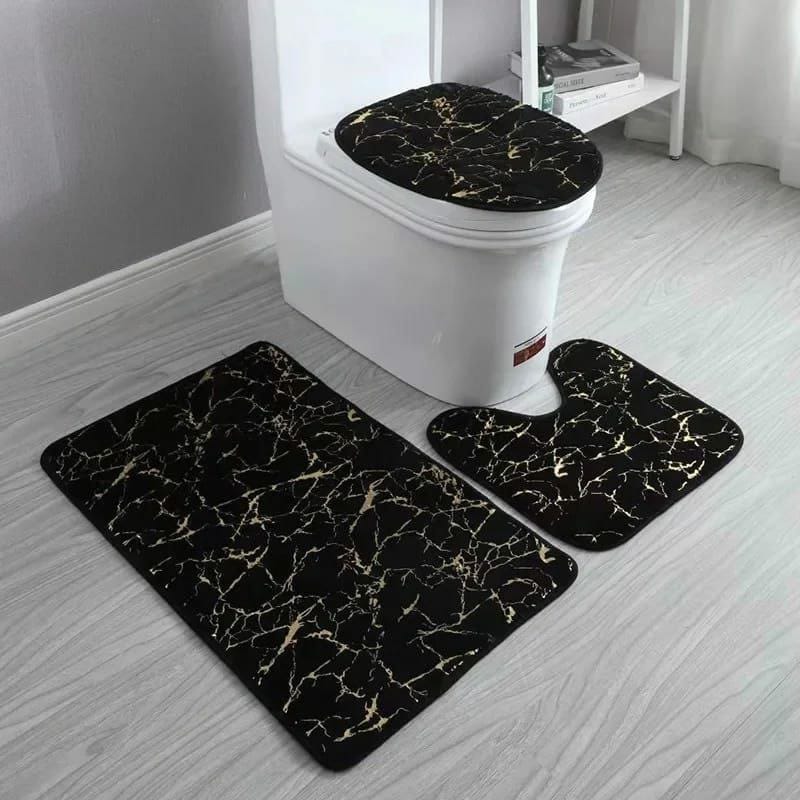 Marble pattern 3pcs bathroom mats