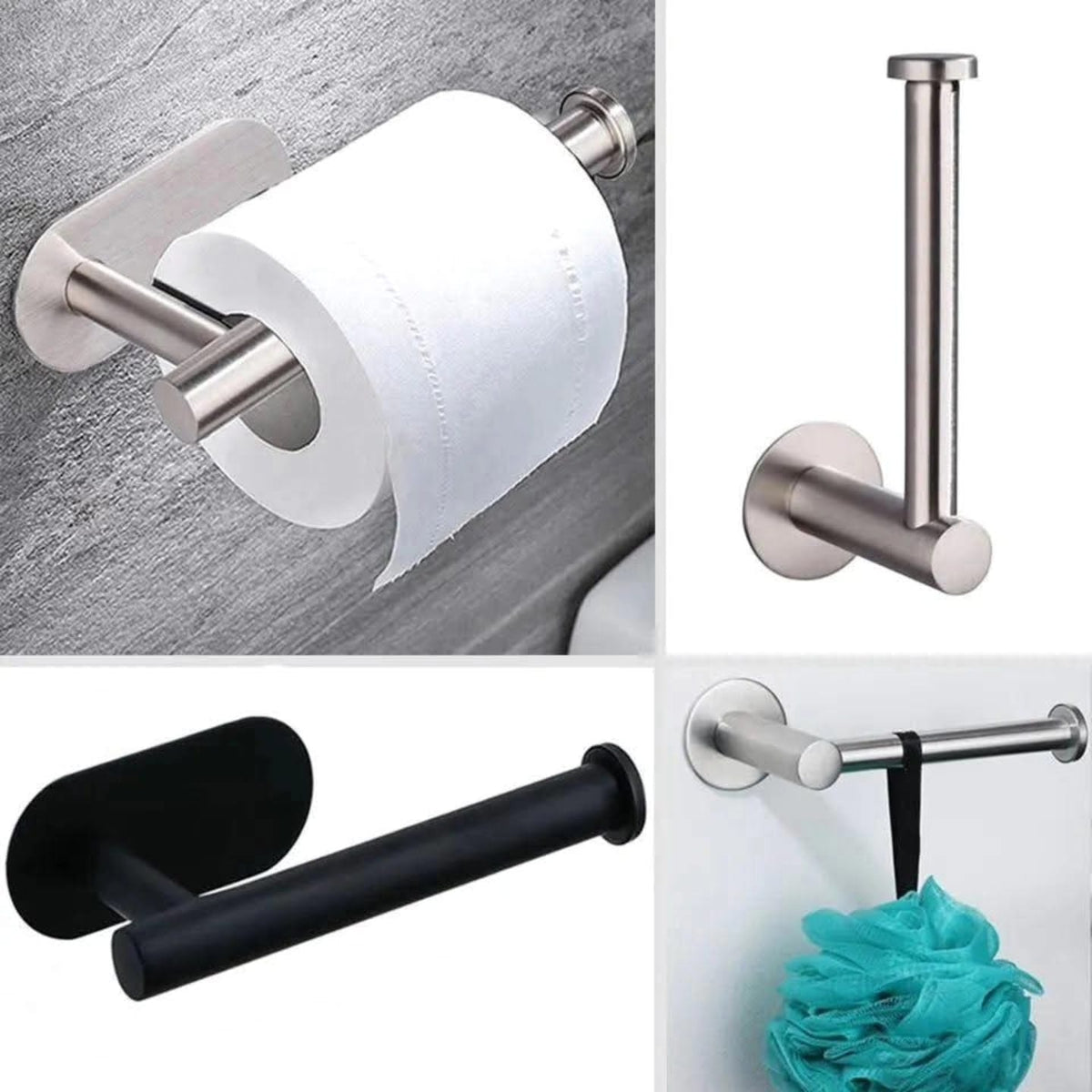 Adhesive Toilet Roll Paper Holder Organizer Wall Mount