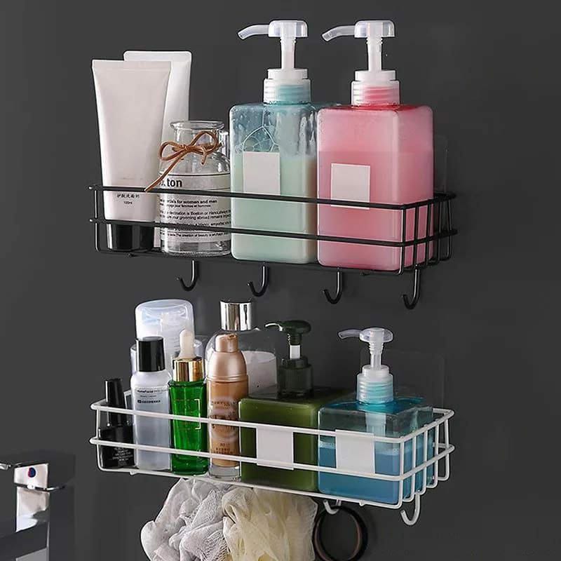 Bathroom organizer with hooks