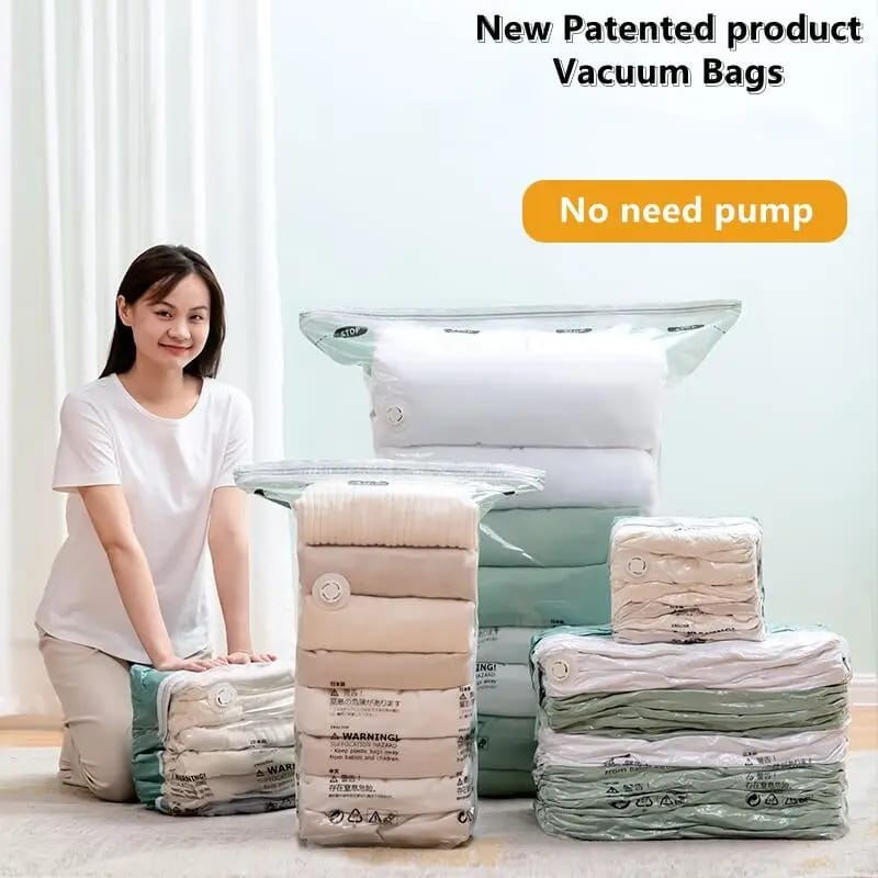 5pcs set No Pump Needed Vacuum Storage Bags