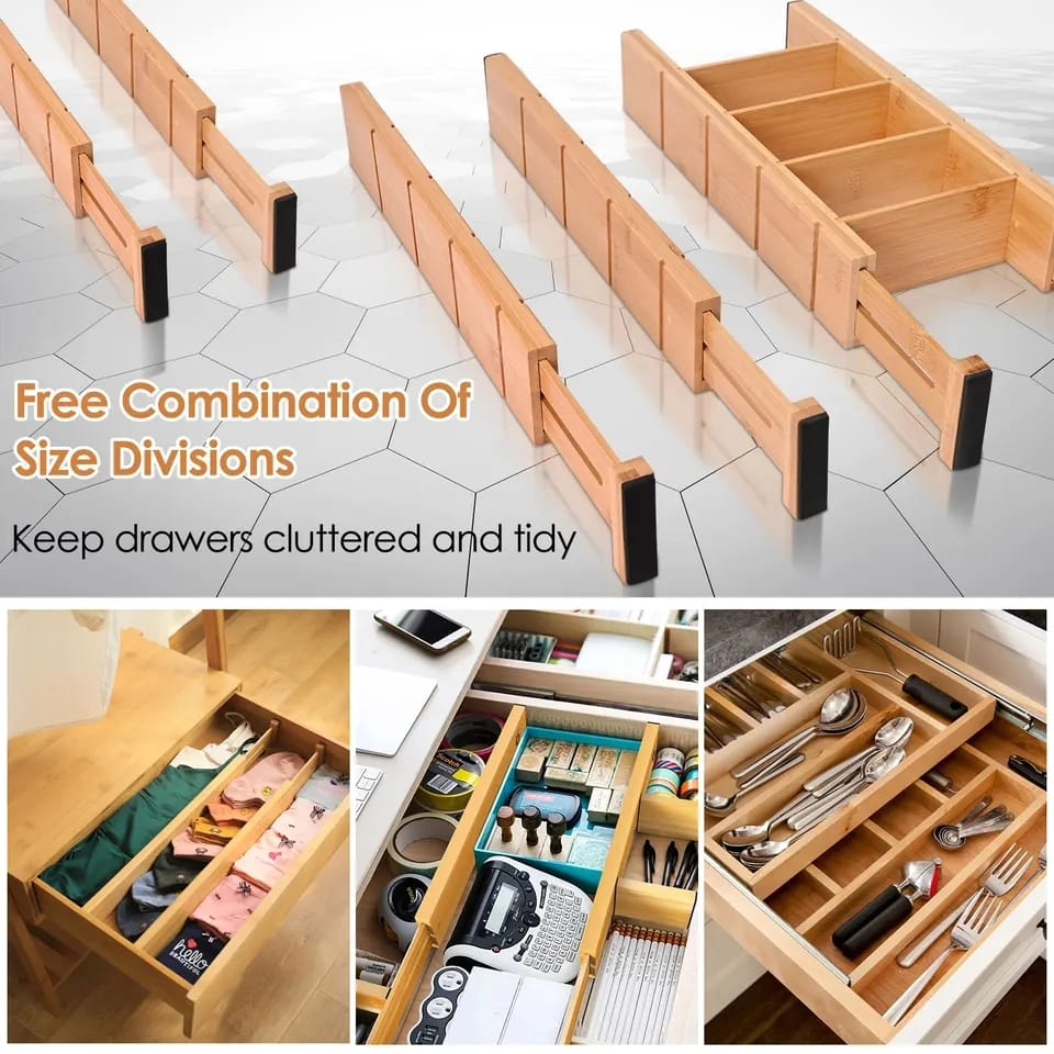 4pcs set Bamboo Drawer Divider