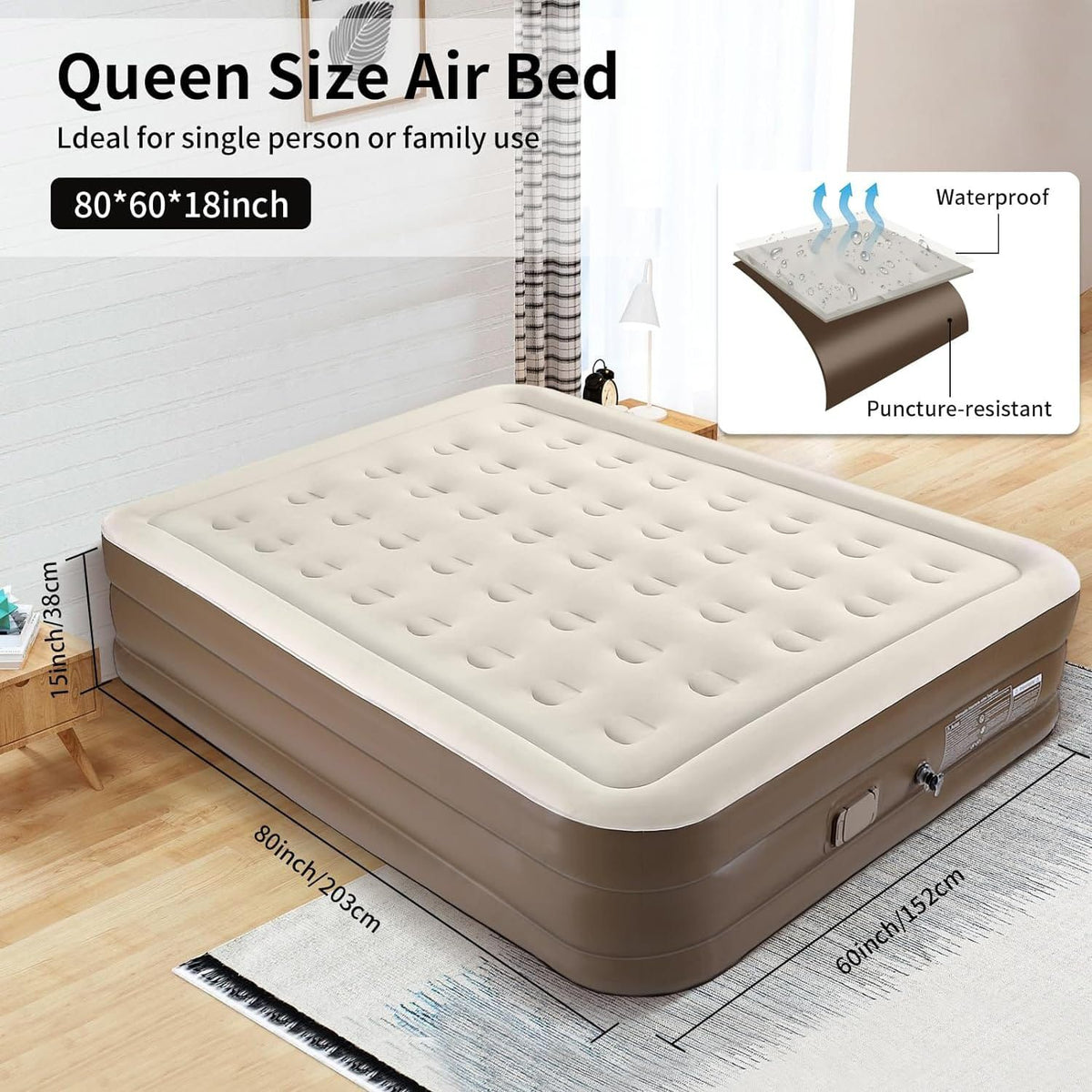 Inflatable Queen Size Airbed Mattress