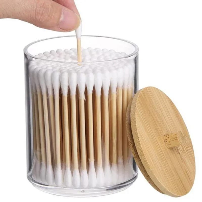 Acrylic Qtip storage jar/ cotton buds / earbuds jar