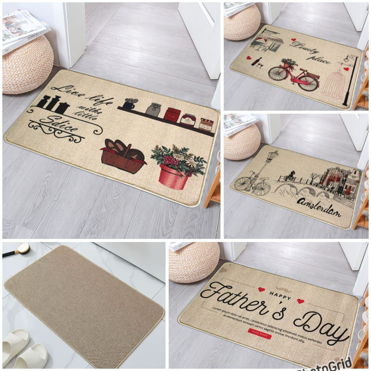 Rubber bottom entry door mat