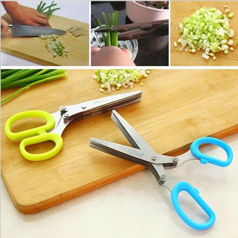 Multifunctional 5 layer herb scissors