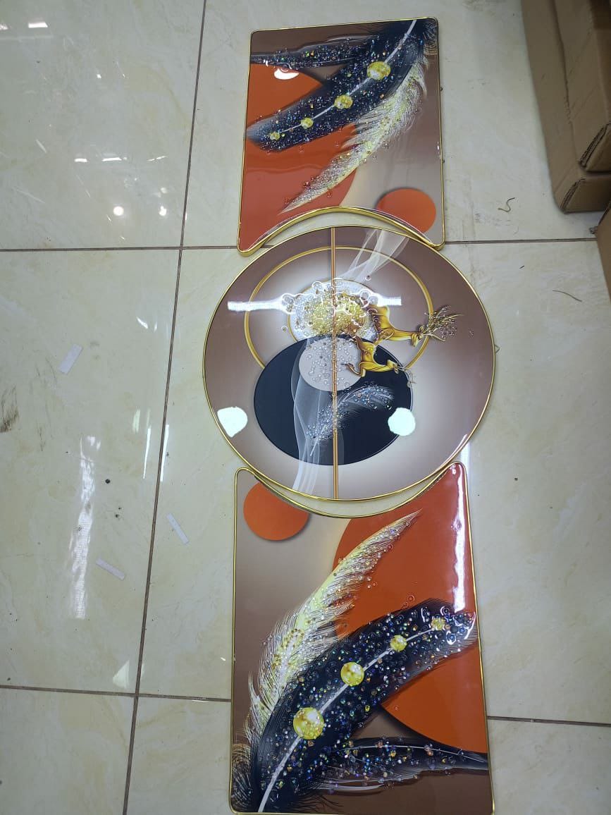 3pcs Crystal porcelain decorative painting