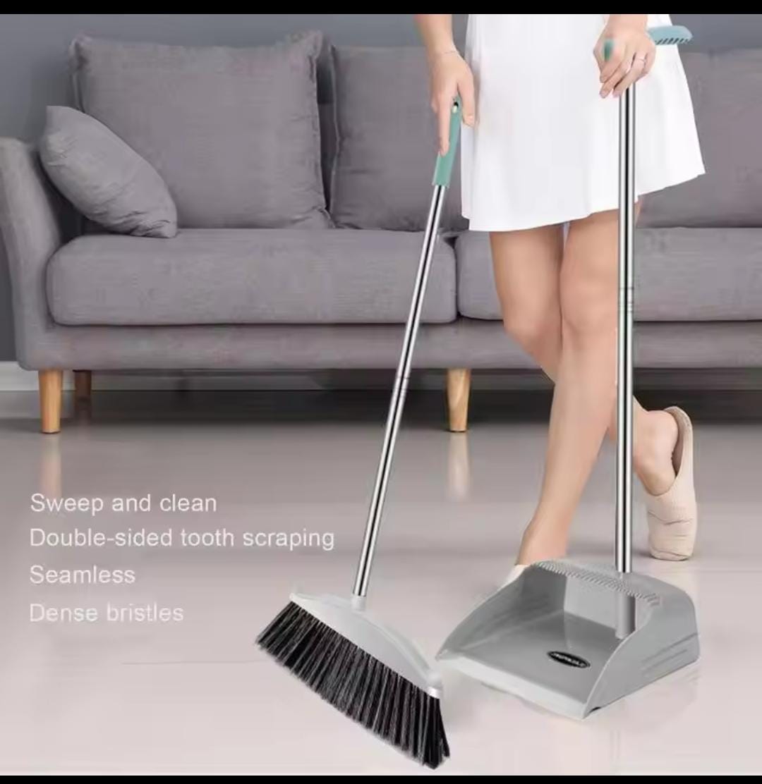 2 in 1 flexible broom and dustpan