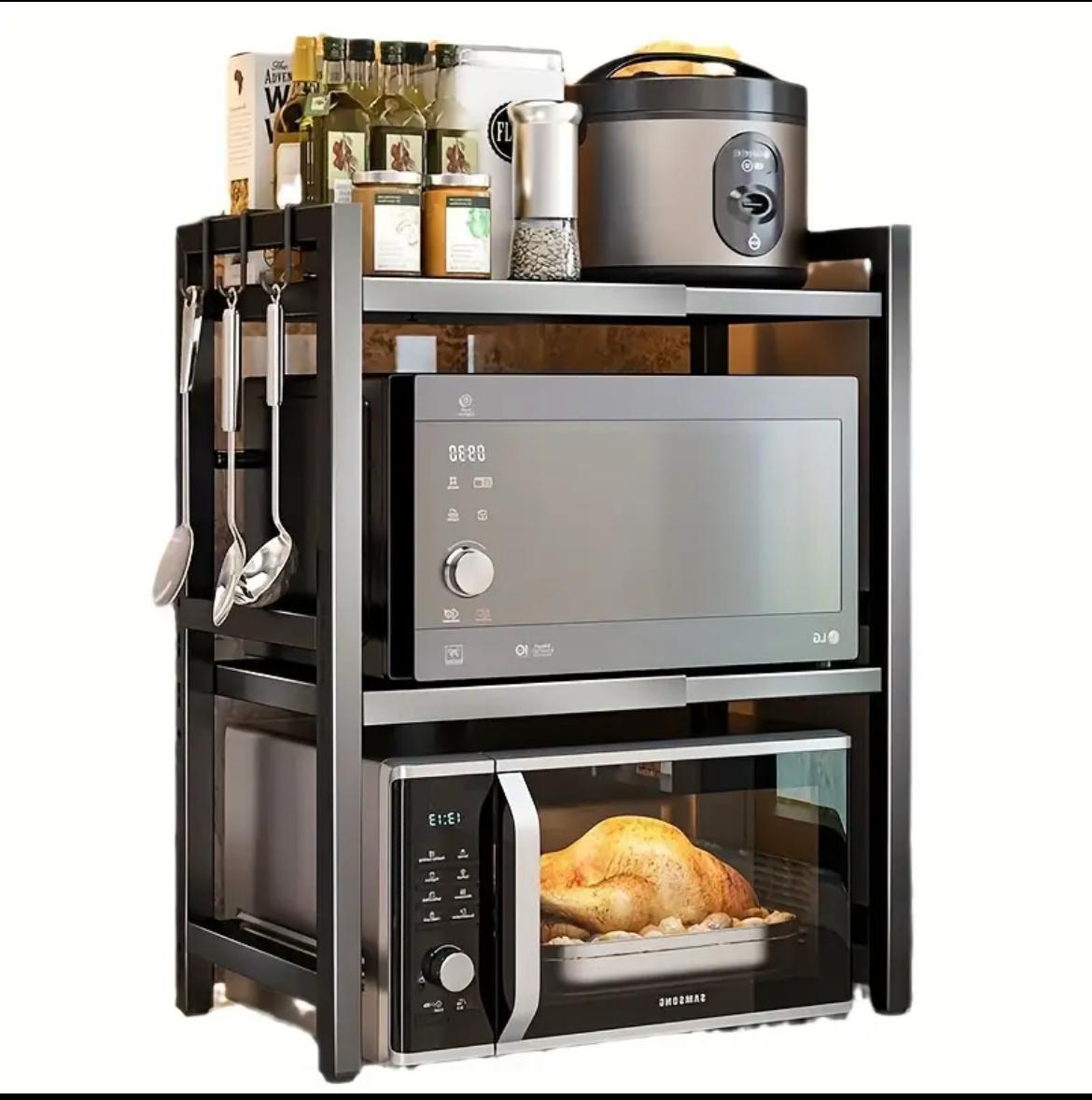 Double layer Heavy-duty Adjustable Microwave Stand