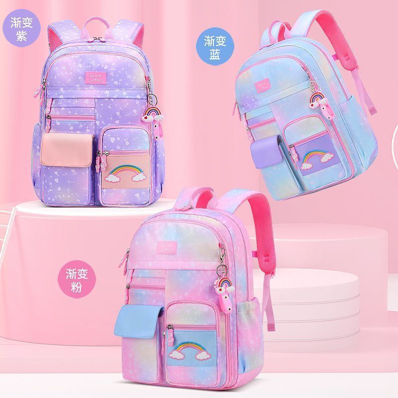 Rainbow Series Princess School Backpack / School Bags with multiple compartments
