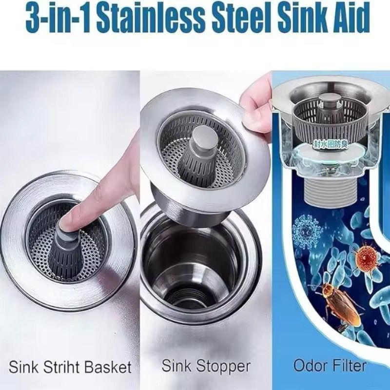 Stainless Steel Kitchen Sink Strainer With Pop-Up Drain