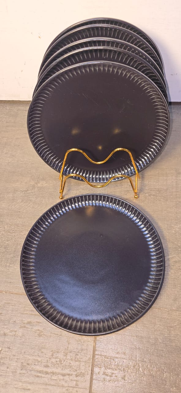 High Quality Black Ceramic Plates with Groves