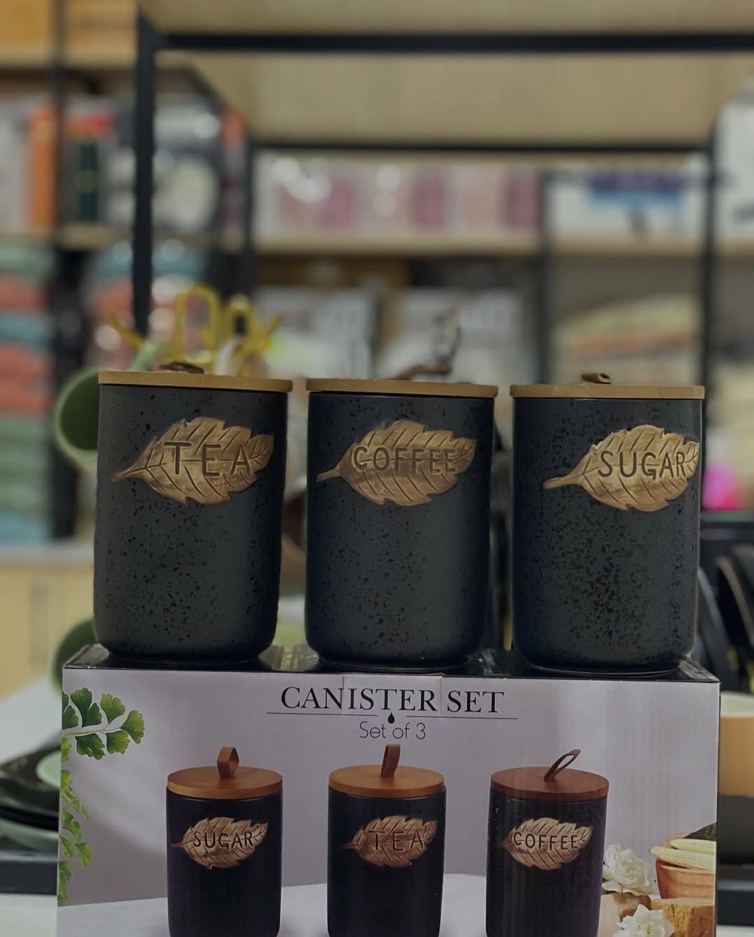 Black ceramic cannisters
