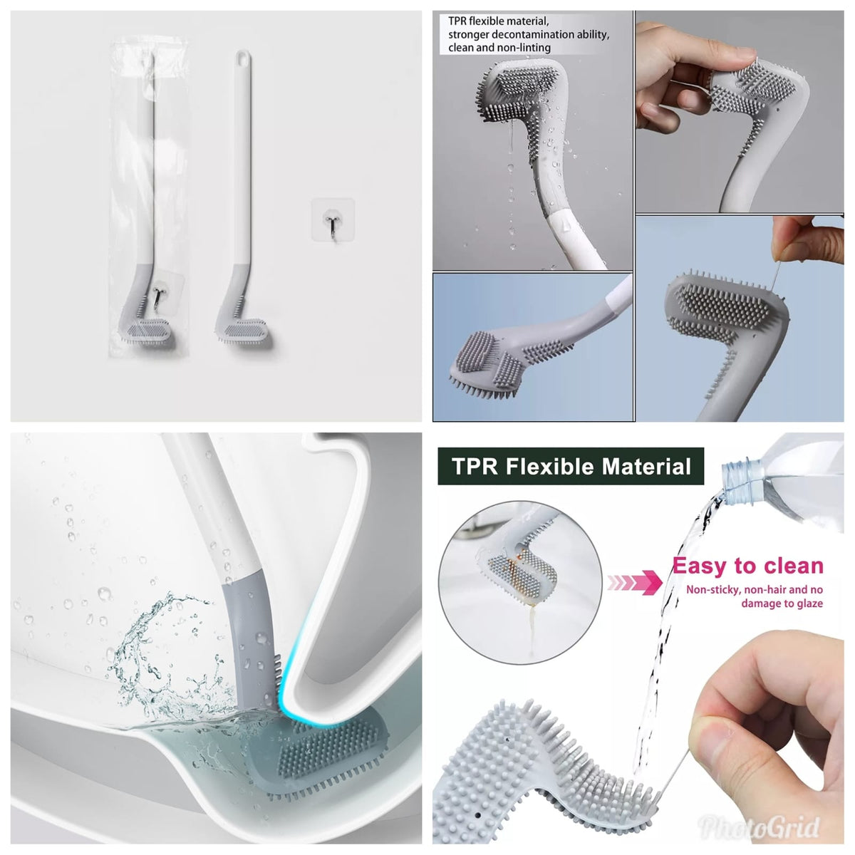 Silicone bristle toilet brush