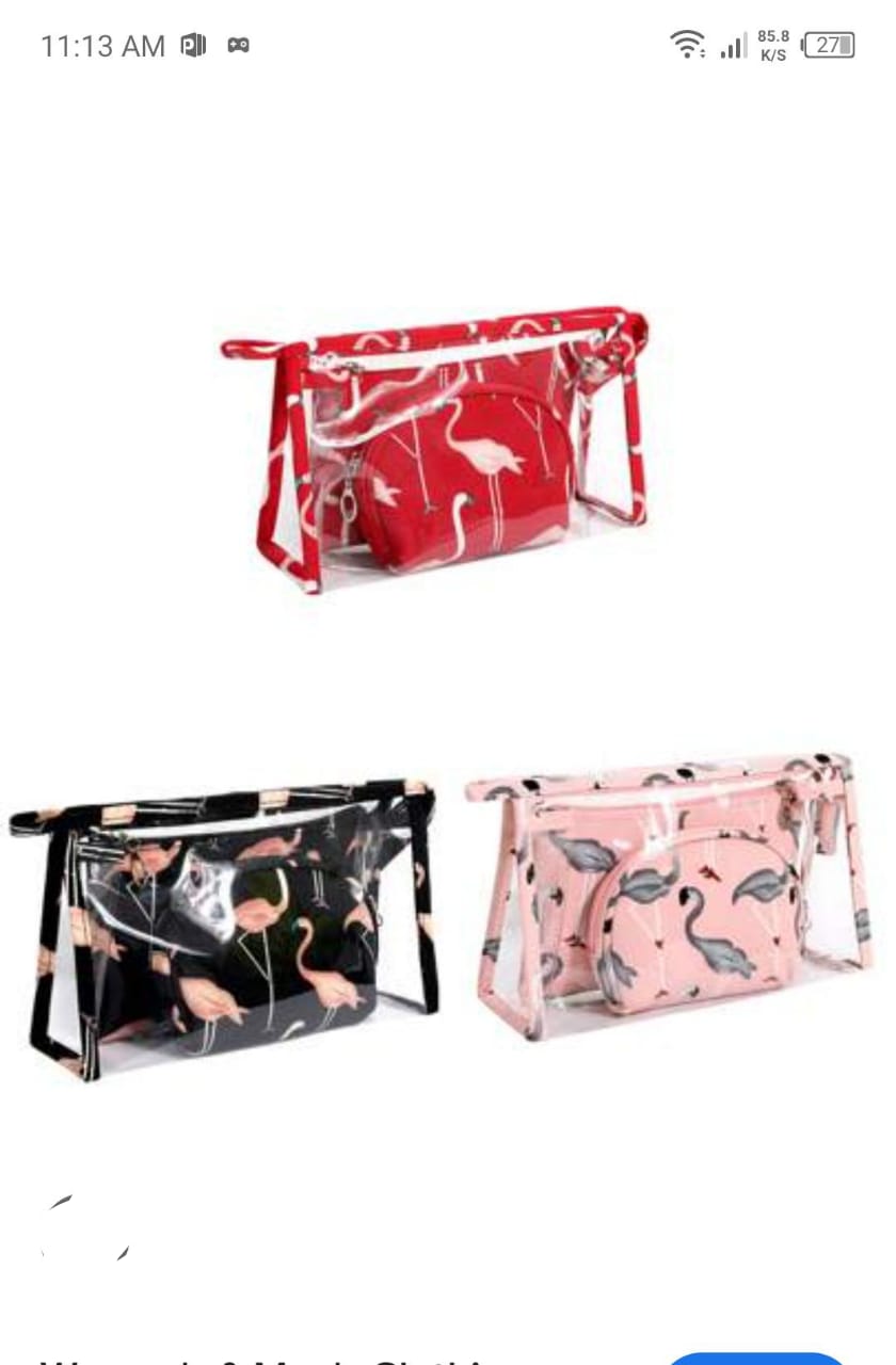 Flamingo makeup bag 3 in1