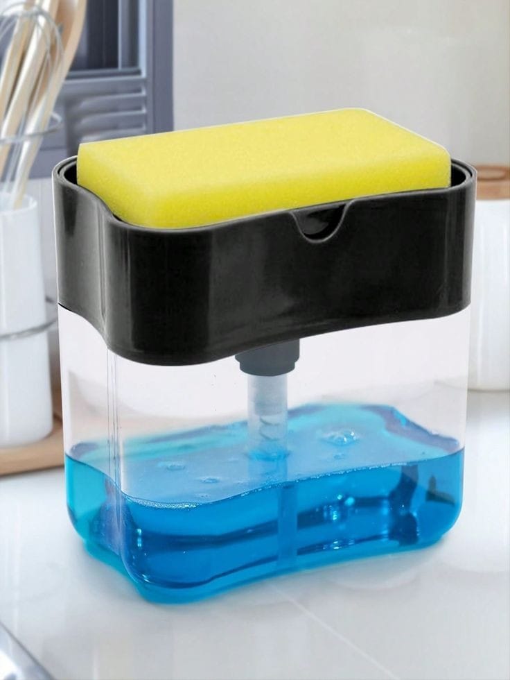 2 in1 plastic soap pump with a sponge