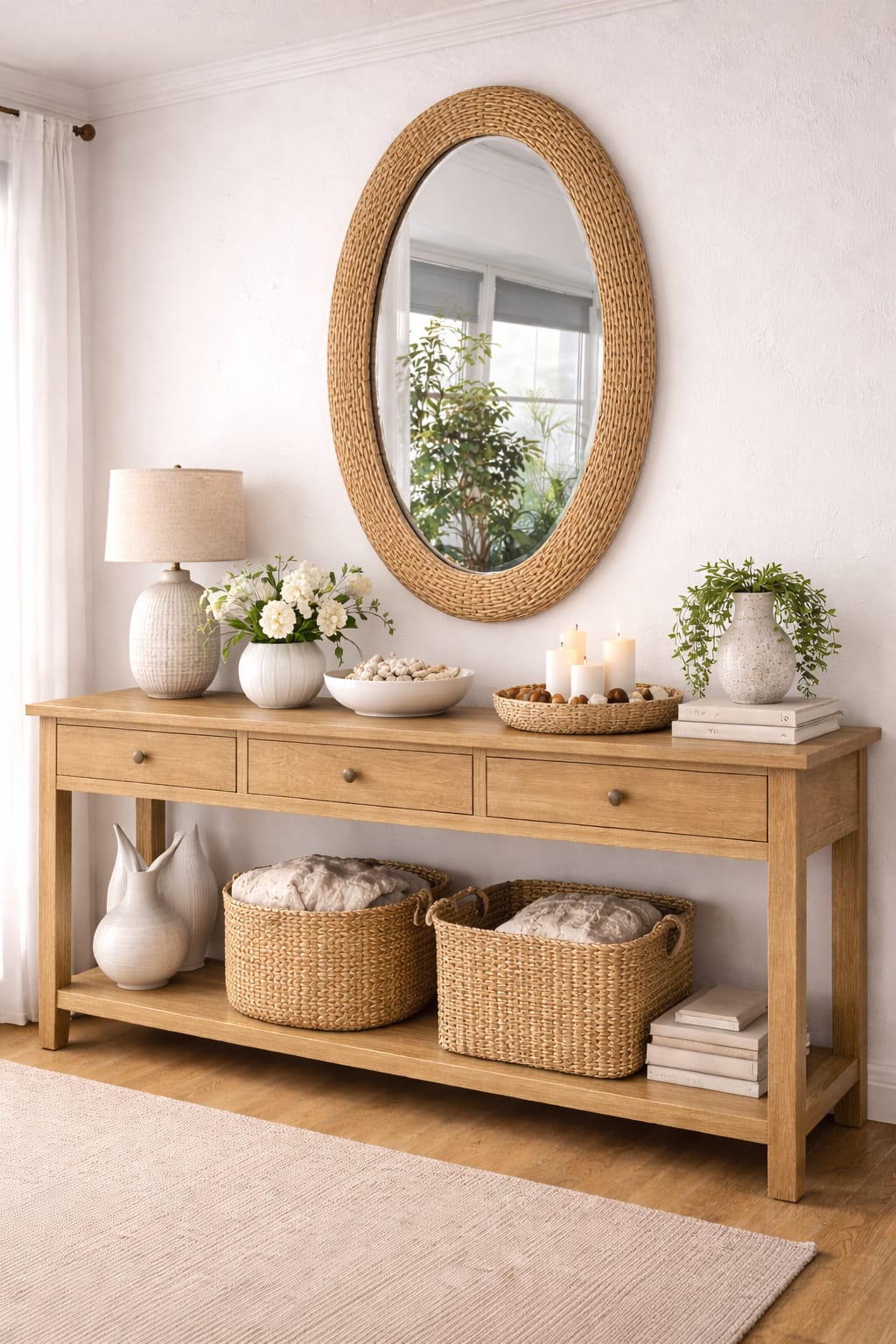 Big Size Modern Oval Rattan &nbsp;Bamboo Decorative Mirror