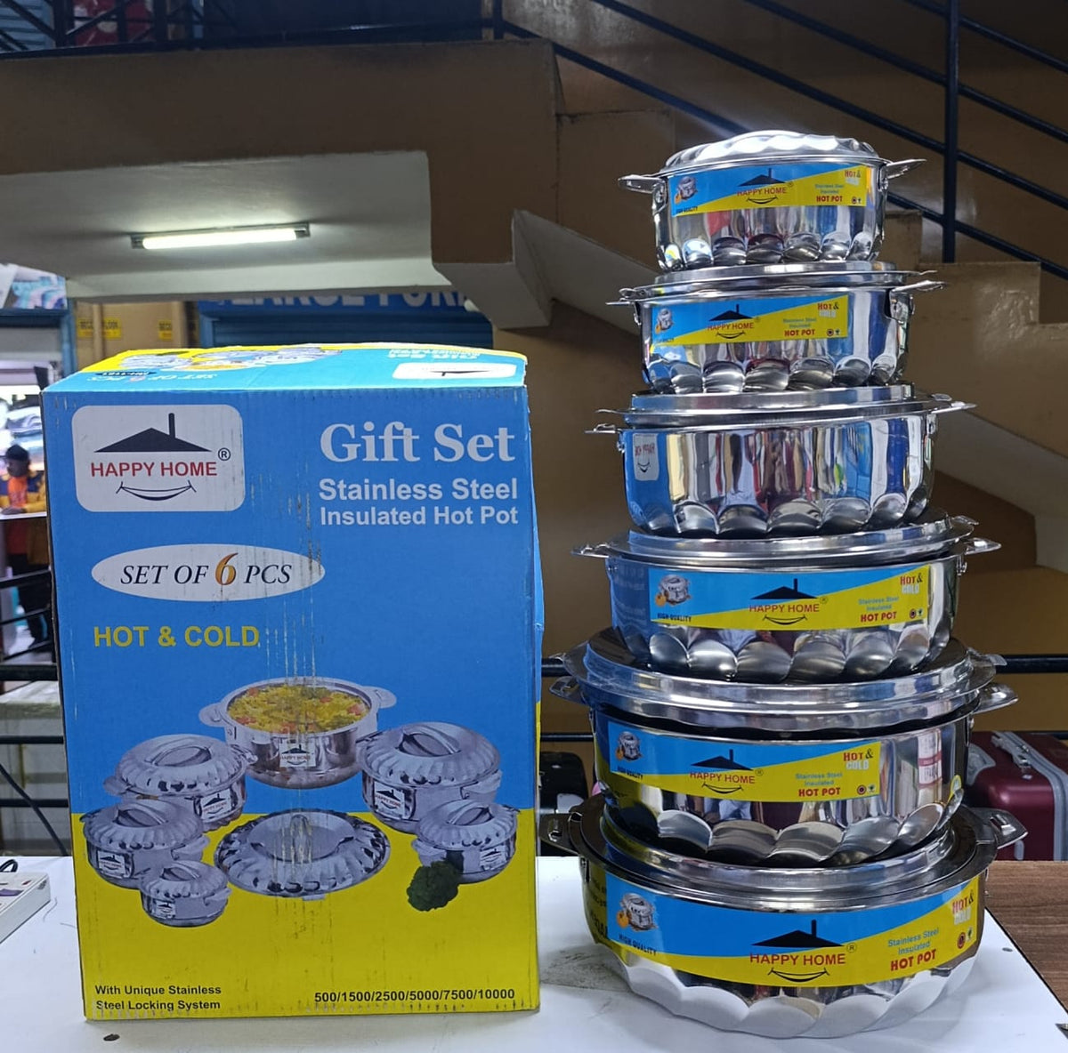 6 PCS HAPPY HOME STAINLESS STEEL HOTPOTS