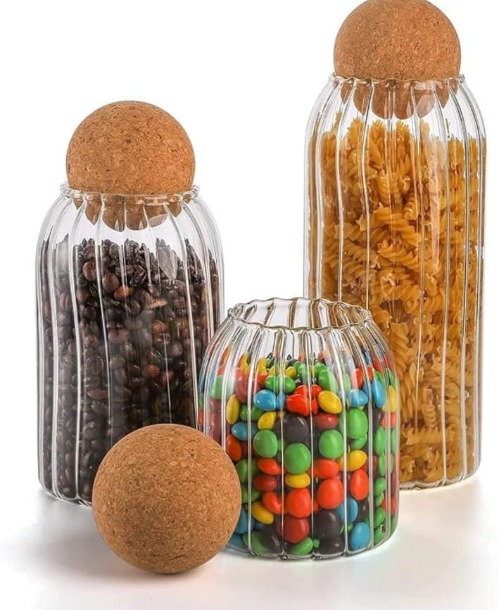 1l, 700ml and 350ml glass holder with bamboo lid