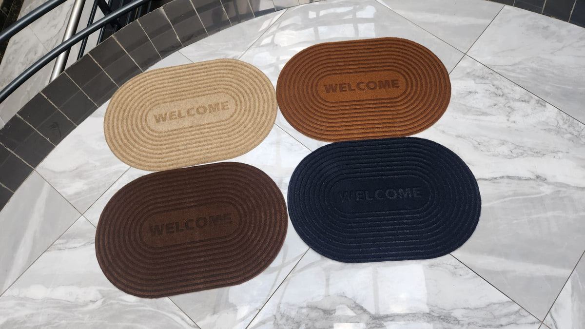 Oval door mat rubber bottom