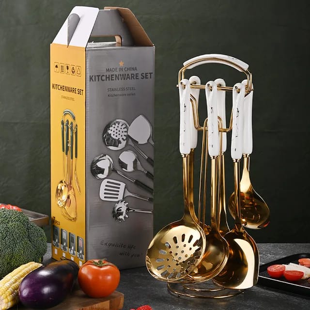7pcs stainless steel spatula soup spoon