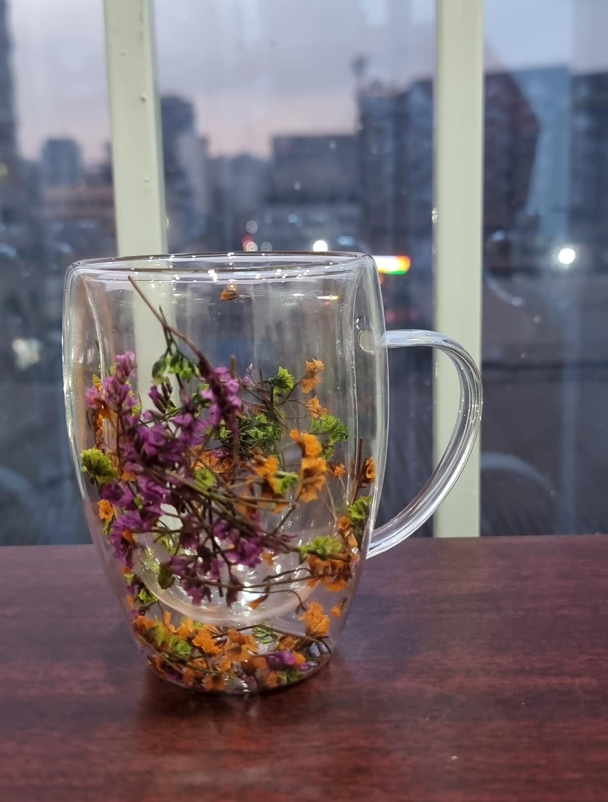 Clear or Real Flowers 350ml acrylic cup
