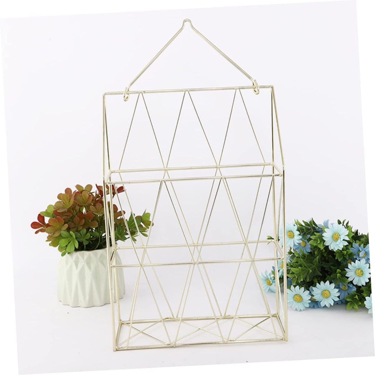 Golden Wall-Mounted Magazine Desk Organizer | Stylish Functional