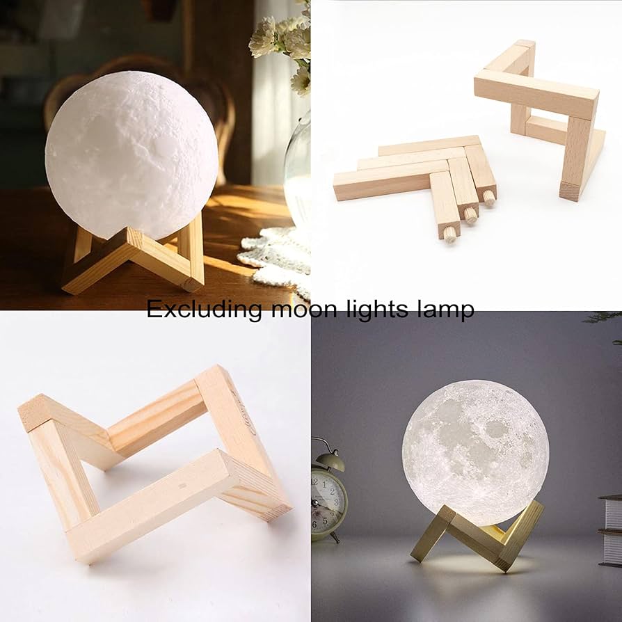 Moon light lamp on a wood chip bamboo stand