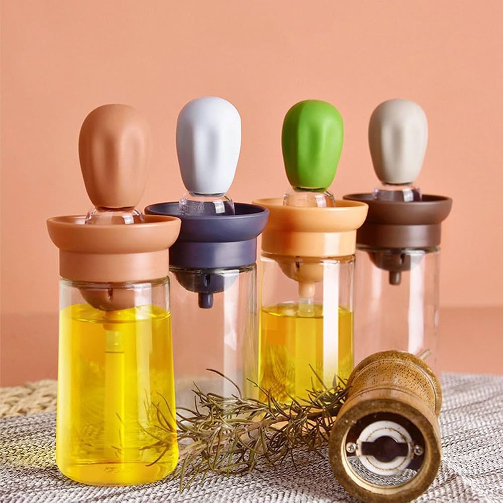 180ml glass Quantitative silica gel brush head oil or seasoning spread set