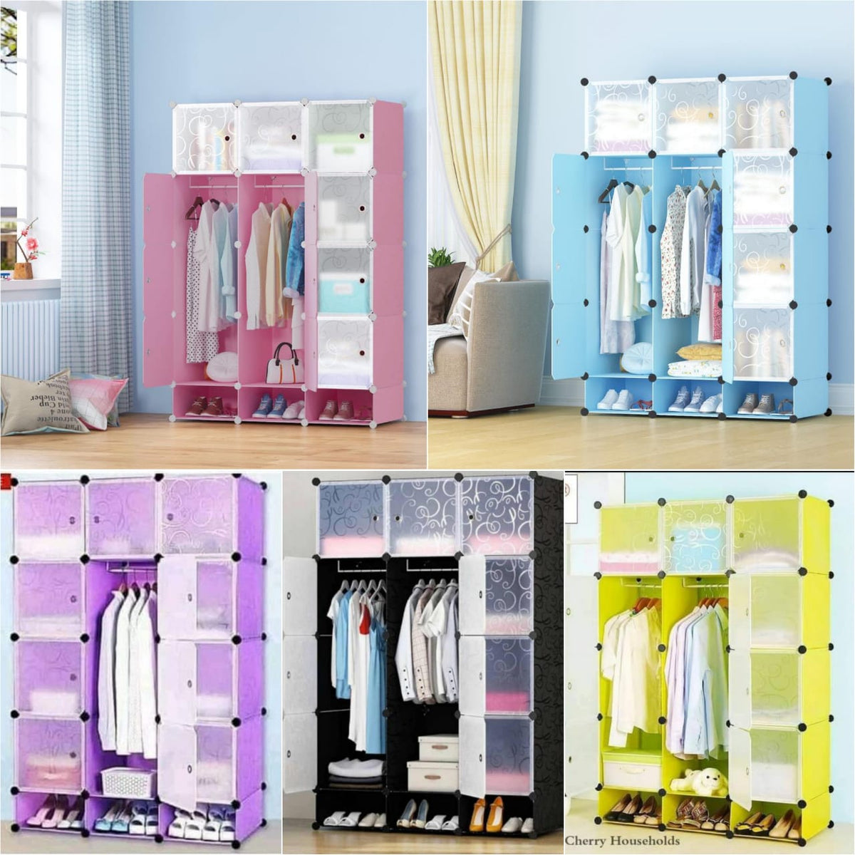 Plastic wardrobe three columns