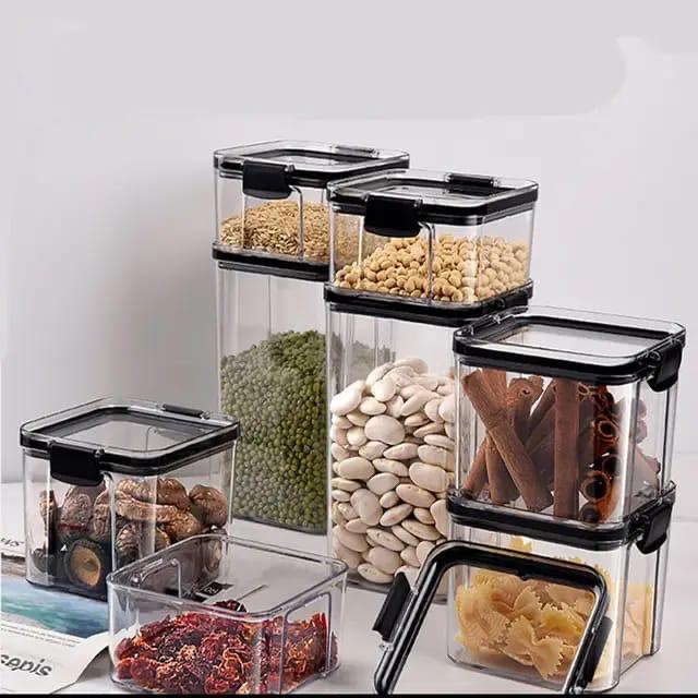 8pcs Transparent Acrylic Airtight Cereal Food/Pantry Storage Containers